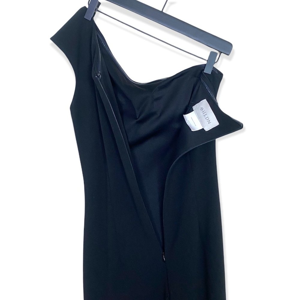 BHLDN Gerri One Shoulder Crepe Dress, sz 8, Black, EUC, Lined, Long Flared Gown - Picture 7 of 12